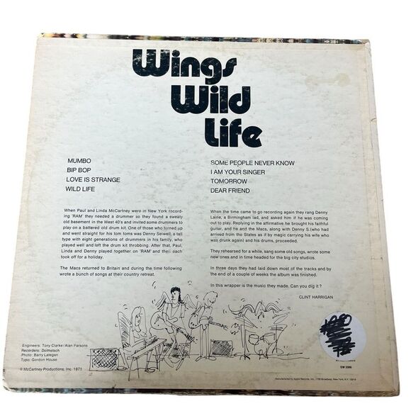 VINTAGE PAUL MCCARTNEY AND WINGS WILD LIFE 1971 12” VINYL RECORD - Picture 3 of 8